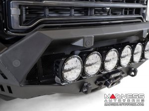 GMC Sierra 2500 Bomber Front Bumper w/ 6 Rigid 360 Round LED Lights